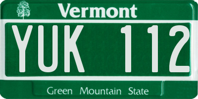 VT license plate YUK112