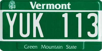 VT license plate YUK113