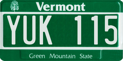 VT license plate YUK115
