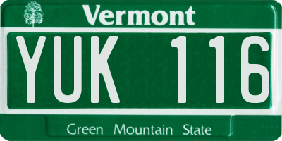 VT license plate YUK116