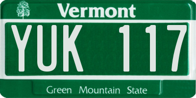 VT license plate YUK117
