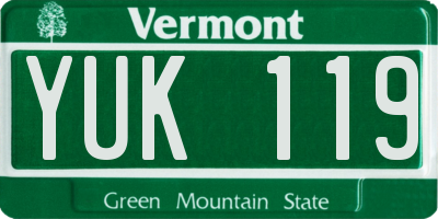 VT license plate YUK119