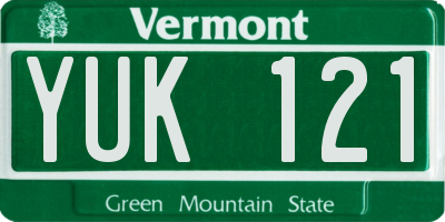 VT license plate YUK121