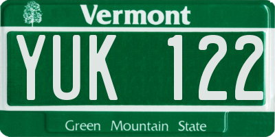VT license plate YUK122
