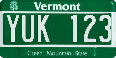 VT license plate YUK123