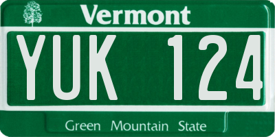 VT license plate YUK124