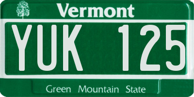 VT license plate YUK125