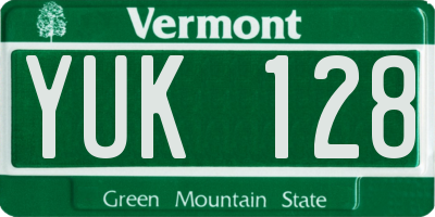 VT license plate YUK128