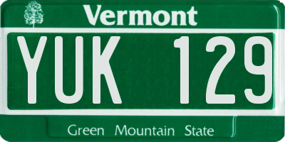 VT license plate YUK129