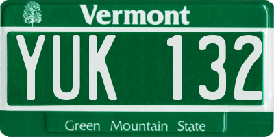 VT license plate YUK132