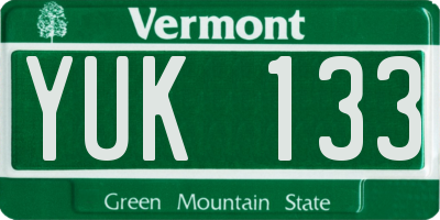 VT license plate YUK133