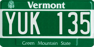 VT license plate YUK135