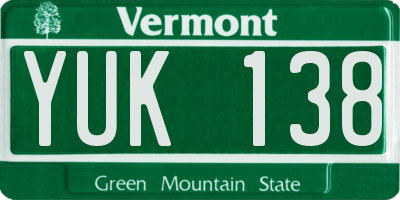 VT license plate YUK138