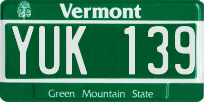 VT license plate YUK139