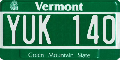 VT license plate YUK140