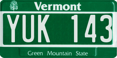 VT license plate YUK143