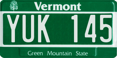 VT license plate YUK145