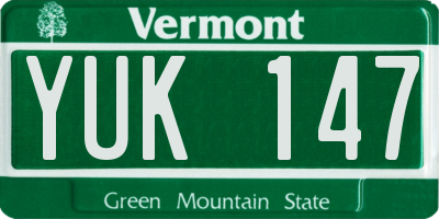 VT license plate YUK147