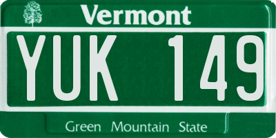 VT license plate YUK149