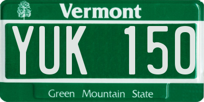 VT license plate YUK150