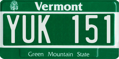 VT license plate YUK151