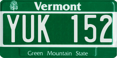 VT license plate YUK152