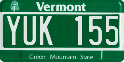 VT license plate YUK155