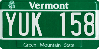 VT license plate YUK158