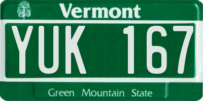 VT license plate YUK167