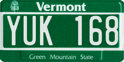 VT license plate YUK168