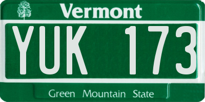 VT license plate YUK173