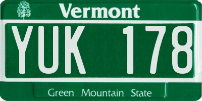 VT license plate YUK178