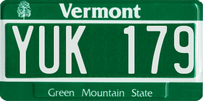 VT license plate YUK179