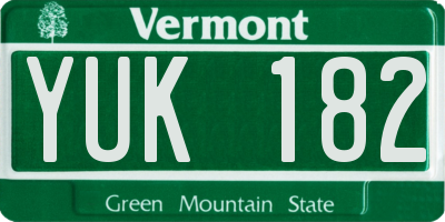 VT license plate YUK182