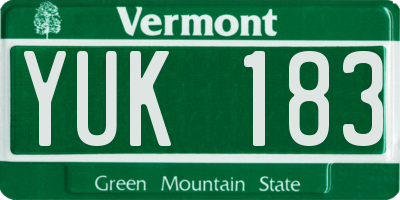 VT license plate YUK183