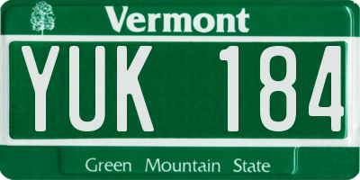 VT license plate YUK184