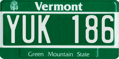 VT license plate YUK186