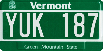 VT license plate YUK187