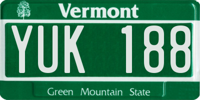 VT license plate YUK188
