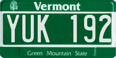 VT license plate YUK192