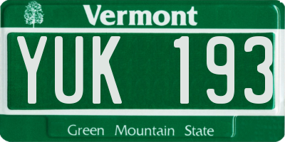 VT license plate YUK193