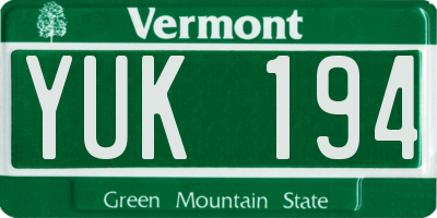 VT license plate YUK194