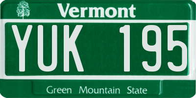 VT license plate YUK195