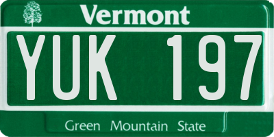 VT license plate YUK197
