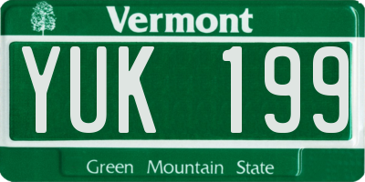VT license plate YUK199