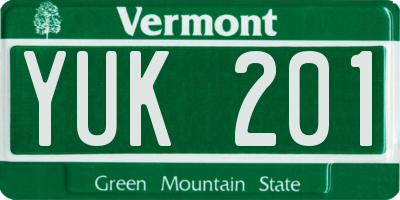VT license plate YUK201