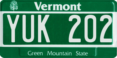 VT license plate YUK202