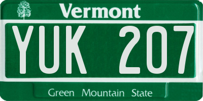 VT license plate YUK207
