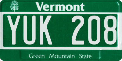 VT license plate YUK208