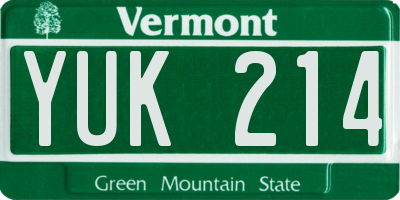 VT license plate YUK214